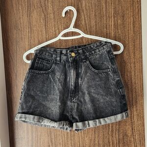 Shein Faded Black Denim High Waisted Shorts